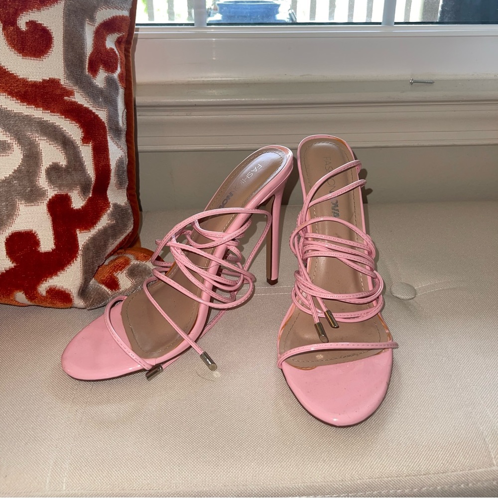 light pink lace up heels